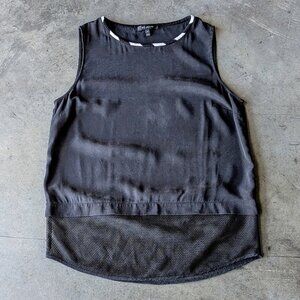 St. John Black Silk Fishnet Mesh Sleeveless Tank Top medium